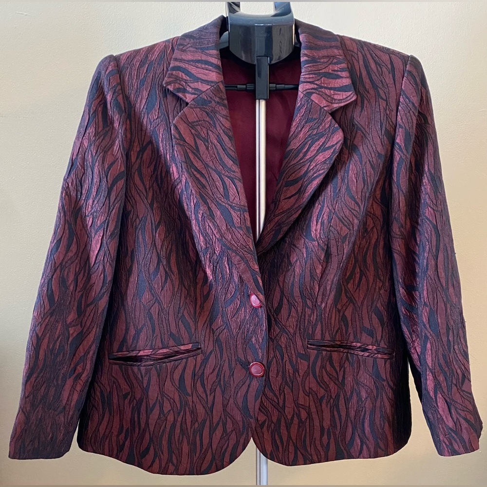 Unbranded Maroon & Black Textured Blazer